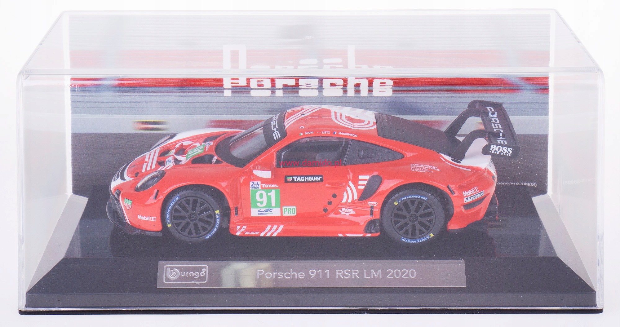 Bburago - Modèle Réduit Porsche 911 RSR Le Mans 2020 à L'échelle 1/43, Collection Cristal