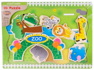 UKŁADANKA PUZZLE DREWNIANE ZWIERZĘTA DZIKIE ZOO 3D