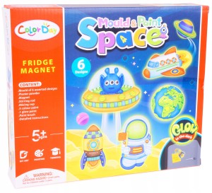 ŚWIECĄCE GIPSOWE MAGNESY NA LODÓWKĘ KOSMOS ZRÓB SAM