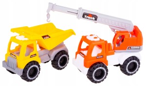 ZESTAW WYWROTKA I DŹWIG 1:18 MOCNY PLASTIK 22 CM