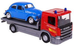 TRUCK SCANIA P320 1:57 LAWETA + VW BEETLE METAL 1:43 WELLY