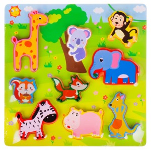 UKŁADANKA DREWNIANA 10EL PUZZLE DREWNIANE ZOO