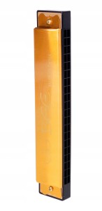 HARMONIJKA USTNA 15,5 CM INSTRUMENT MUZYCZNY ZŁOTA