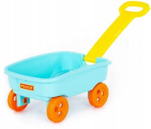WÓZEK Z RĄCZKĄ 36 CM PCHACZ TACZKA BŁĘKITNY