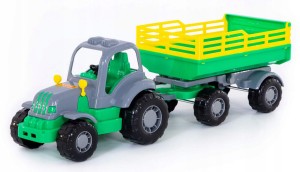 TRAKTOR Z PRZYCZEPKĄ 41CM OSIŁEK ZIELONY