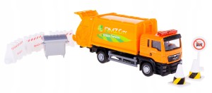 TRUCK MAN TGS ŚMIECIARKA +AKCESORIA ZNAKI 1:64 RMZ