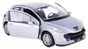 PEUGEOT 207 MODEL METALOWY WELLY 1:34/39 SREBRNY 