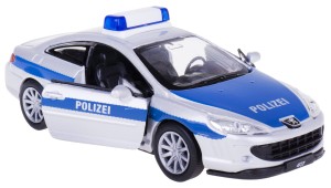 PEUGEOT 407 COUPE POLICJA MODEL METAL WELLY 1:34-39