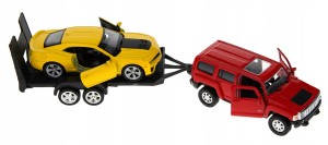 HUMMER H3 CHEVROLET CAMARO ZL1 LAWETA MODEL METALOWY  WELLY 1:34/39