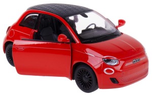 FIAT 500E MODEL METALOWY Z NAPĘDEM KINSMART 1:28 CZERWONY