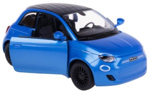 FIAT 500E MODEL METALOWY Z NAPĘDEM KINSMART 1:28 NIEBIESKI