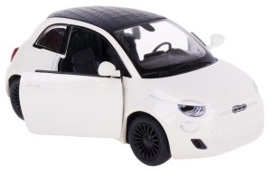 FIAT 500E MODEL METALOWY Z NAPĘDEM KINSMART 1:28 KREMOWY