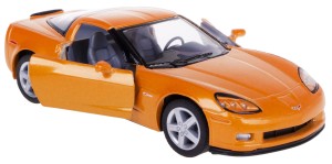 CHEVROLET CORVETTE C6 Z06 2007 MODEL METALOWY NAPĘD 1:36 KINSMART POMARAŃCZ