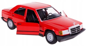 MERCEDES-BENZ 190E 2,6 W201 MODEL METALOWY BBURAGO 1:24 CZERWONY