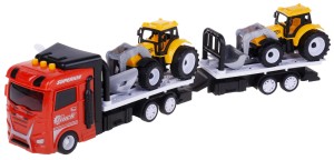 TRUCK TIR LAWETA ŚWIATŁO DŹWIĘK + 2 TRAKTORY NR1