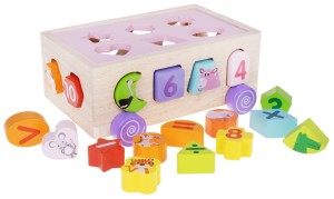 SORTER DREWNIANY EDUKACYJNY 20 EL ZWIERZĄTKA CYFERKI