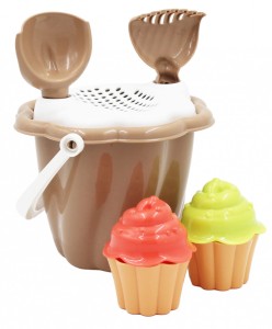 ZESTAW DO PIASKU WIADERKO ŁOPATKA GRABKI FOREMKI BABECZKI CZEKOLADOWY