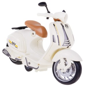 SKUTER MIEJSKI 1:10 MODEL PLASTIK/METAL ŚWIATŁO DŹWIĘK NAPĘD 16 CM KREMOWY
