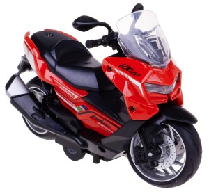 SKUTER SPORTOWY 1:10 MODEL PLASTIK/METAL ŚWIATŁO DŹWIĘK NAPĘD 14CM CZERWONY