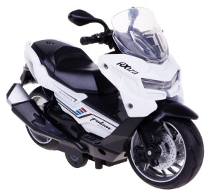 SKUTER SPORTOWY 1:10 MODEL PLASTIK/METAL ŚWIATŁO DŹWIĘK NAPĘD 14CM BIAŁY