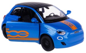 FIAT 500E LIVERY EDITION MODEL METALOWY Z NAPĘDEM KINSMART 1:28 NIEBIESKI