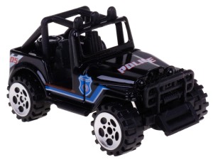 JEEP POLICYJNY RESORAK METALOWO-PLASTIKOWY 1:64 POJAZD POLICYJNY