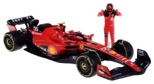 FERRARI SF-23 BOLID F1 MODEL METALOWY BBURAGO 1:24 #55 C.SAINZ z figurką