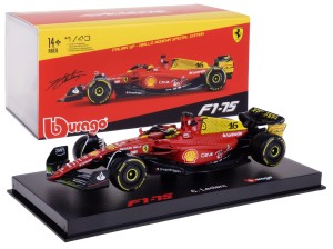 FERRARI F1-75 Italian GP BOLID F1 MODEL METAL BBURAGO 1:43 #16 Leclerc +BOX