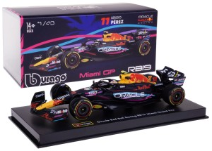 RED BULL RB19 MIAMI GP BOLID F1 MODEL MATAL BBURAGO 1:43 #11 S. PEREZ BOX