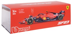 FERRARI SF-23 BOLID F1 MODEL METALOWY BBURAGO 1:24 #55 C.SAINZ BOX