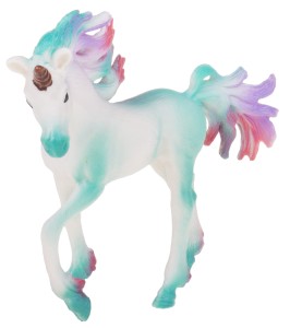 JEDNOROŻEC FIGURKA 8 CM KONIK Z ROGIEM BIAŁO-ZIELONY