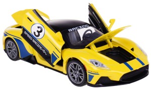 AUTO SPORTOWE 1:22 HCL SPEED RACING METAL 21 CM NAPĘD ŚWIATŁO DŹWIĘK ŻÓŁTY