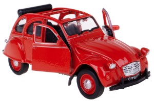 CITROEN 2CV Z OTWARTYM DACHEM MODEL METALOWY WELLY 1:34 CZERWONY