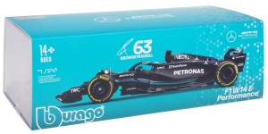 MERCEDES W14E AMG BOLID F1 MODEL METALOWY BBURAGO 1:24 #63 G.RUSSELL BOX