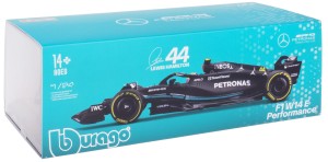 MERCEDES W14E AMG BOLID F1 MODEL METALOWY BBURAGO 1:24 #63 L.HAMILTON BOX