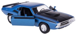 DODGE CHALLENGER T/A `70 MODEL METAL WELLY 1:34-39 NIEBIESKI