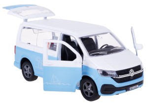 VOLKSWAGEN TRANSPORTER T6.1 2019 MODEL METALOWY 13,5 CM KIDS GLOBE BIAŁ/BŁĘ