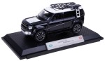 LAND ROVER DEFENDER 110 1:24 MODEL METAL ŚWIATŁO DŹWIĘK BLACK PODSTAWKA BOX