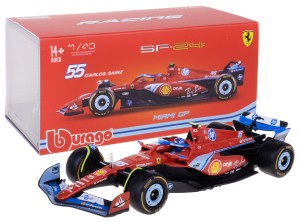 FERRARI SF-24 BOLID F1 GP MIAMI MODEL BBURAGO 1:43 #55 CARLOS SAINZ + BOX