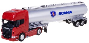 TIR SCANIA V8 R730 MODEL METAL CIĄGNIK Z CYSTERNĄ OIL WELLY 1:32