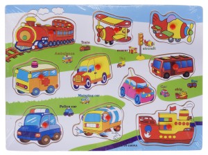 UKŁADANKA POJAZDY PUZZLE DREWNIANE Z UCHWYTAMI 541