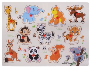 UKŁADANKA DZIKIE ZWIERZĘTA PUZZLE DREWNIANE Z UCHWYTAMI 524