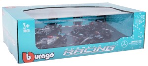 MERCEDES ZESTAW BOLIDÓW F1 MODELE BBURAGO 1:43 4 SZTUKI LEWIS HAMILTON