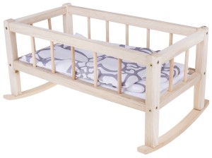 ŁÓŻKO KOŁYSKA DREWNIANE DLA LALEK 43,5 CM POŚCIEL L1