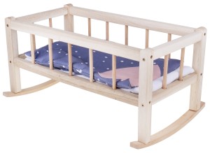  ŁÓŻKO KOŁYSKA DREWNIANE DLA LALEK 43,5 CM POŚCIEL L2