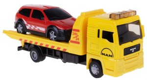 AUTO LAWETA CIĘŻARÓWKA MAN 19 CM TOW TRUCK + AUTKO 10,5 CM KIDS GLOBE