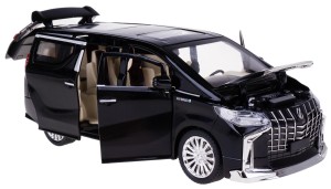  TOYOTA ALPHARD 1:24 MODEL METAL ŚWIATŁO DŹWIĘKI OTWIERANE ELEMENTY CZARNY