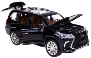  LEXUS LX570 1:24 MODEL METAL ŚWIATŁO DŹWIĘKI OTWIERANE ELEMENTY CZARNY