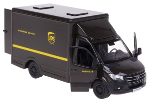 UPS KURIER MERCEDES-BENZ SPRINTER KONTENER BOX 1:48 MODEL METALOWY KINSMART