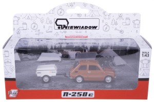  FIAT 126p + PRZYCZEPKA NIEWIADÓW N250C KOLEKCJA PRL 1:43 BRĄZOWY